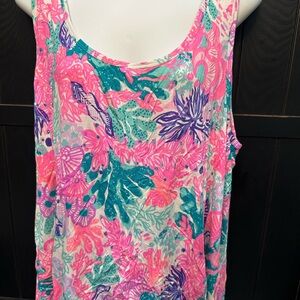 Lilly Pulitzer Pink Teal Purple Floral Sleeveless Tank